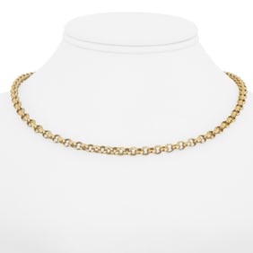 14k Yellow Gold Ladies Rolo Link Chain Necklace Turkey 16"