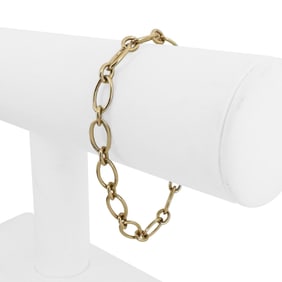 14k Yellow Gold Ladies Polished Oval Cable Link Bracelet 6.75"