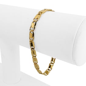 14k Yellow Gold Solid Ladies Closed Curb Link Bracelet Italy 6.75"