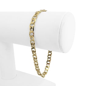 14k Yellow Gold Solid Fancy Curb Link Bracelet Italy 7.75"