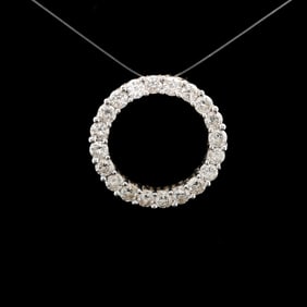14k Yellow Gold and 1.5cttw Diamond Circle Slide Pendant