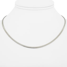 18k White Gold Solid Flat Snake Link Chain Necklace 16"