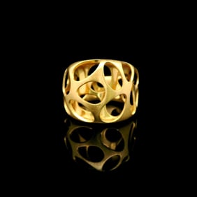 18k Yellow Gold Ladies Vintage Unique Abstract Ring Size 6.5