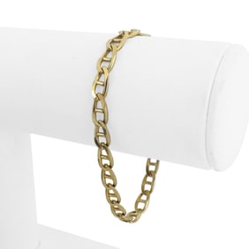 18k Yellow Gold Solid Vintage Mariner Link Bracelet 7.25"