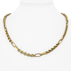18k Yellow Gold Vintage UnoAErre Fancy Rolo Link Chain Necklace Italy 20"