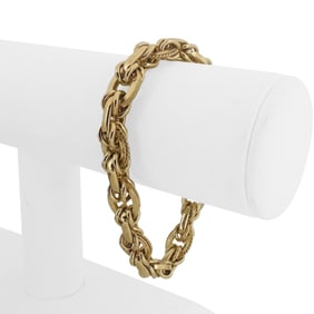 18k Yellow Gold Ladies Vintage Fancy Link Bracelet Italy 7.5"