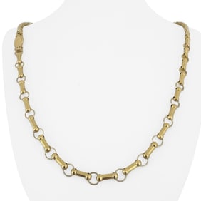 18k Yellow Gold Vintage Fancy Link Chain Necklace Italy 24"
