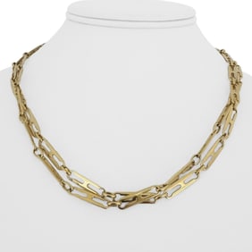 18k Yellow Gold Solid Long Fancy Link Chain Necklace 36"