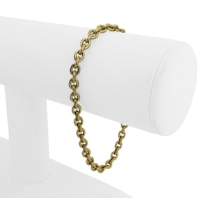 18k Yellow Gold Hollow Light Cable Link Bracelet Italy 7.25"