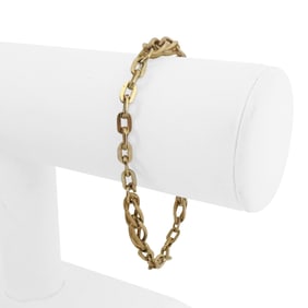 18k Yellow Gold Hollow Ladies Fancy Cable Link Bracelet Italy 7.25"