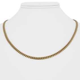 14k Yellow Gold Solid Thin Cuban Link Chain Necklace 18.5"