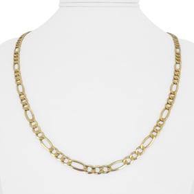 14k Yellow Gold Solid Figaro Link Chain Necklace 22"