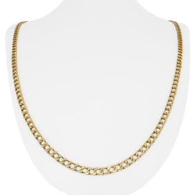 14k Yellow Gold Solid Vintage Squared Curb Link Chain Necklace Italy 30"