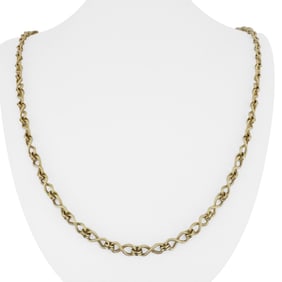 14k Yellow Gold Ladies Vintage Fancy Link Chain Necklace Italy 30"