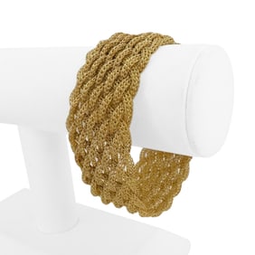14k Yellow Gold Ladies Vintage Mesh Braided Bracelet Italy 7.5"