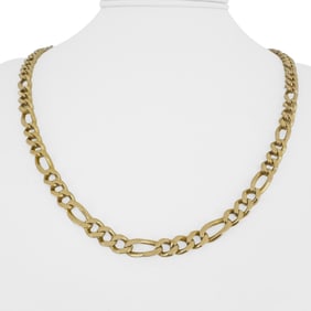 14k Yellow Gold Solid Heavy Figaro Link Chain Necklace 21.5"
