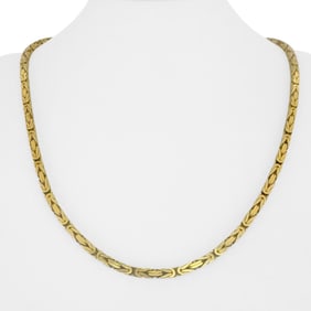 14k Yellow Gold Solid Heavy Squared Byzantine Link Necklace 22"