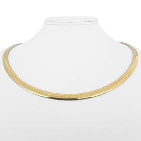 14k Yellow Gold Solid Heavy Omega Link Necklace Italy 20"
