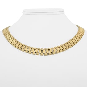 14k Yellow Gold Heavy Presidential Link Necklace Italy 16.5"