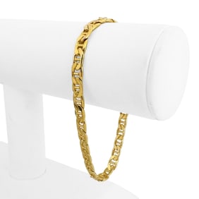 14k Yellow Gold Semi Solid Gucci Link Bracelet Italy 8"