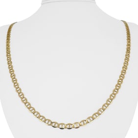 14k Yellow Gold Solid Flat Gucci Link Chain Necklace 24"