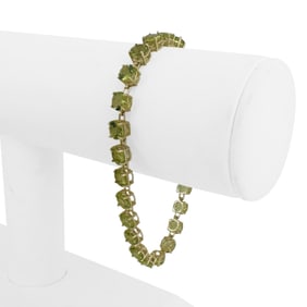 14k Yellow Gold and Peridot Tennis Link Bracelet 7.25"
