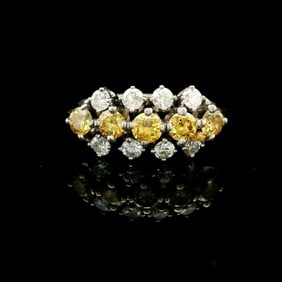 18k White Gold and 1cttw White and Yellow Diamond Ladies Ring Size 7.75