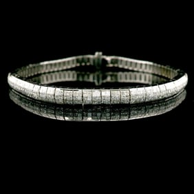 18k White Gold and 8cttw Diamond Heavy Ladies Bracelet 7"