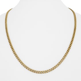18k Yellow Gold Solid Vintage Curb Link Chain Necklace Italy 20.5"