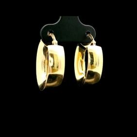 18k Yellow Gold Hollow Polished Milor Hoop Earrings Italy 1"