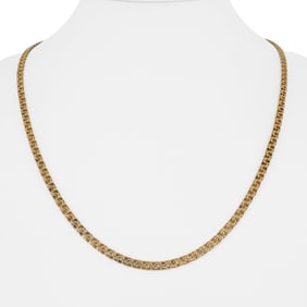 19k Portuguese Yellow Gold Solid Double Curb Link Chain Necklace 21"