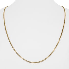 19k Portuguese Yellow Gold Solid Thin Curb Link Chain Necklace 23"