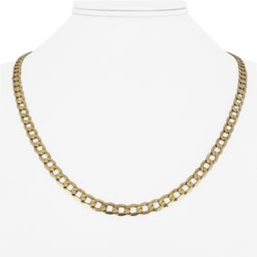 10k Yellow Gold Semi Solid Curb Link Chain Necklace Turkey 20"