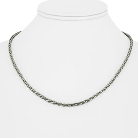 14k White Gold Solid Heavy Wheat Link Chain Necklace 18"