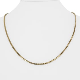 14k Yellow Gold Solid Box Link Chain Necklace Italy 20"