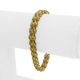 14k Yellow Gold Solid Diamond Cut Fancy Link Bracelet 7"
