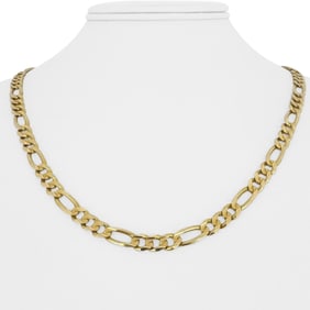 14k Yellow Gold Solid Figaro Link Chain Necklace Italy 20"