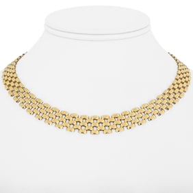 14k Yellow Gold Heavy Ladies Panther Link Necklace Italy 16"