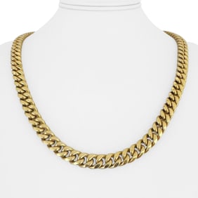 14k Yellow Gold Semi Solid Cuban Link Chain Necklace 22"