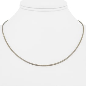 18k White Gold Solid Thin Squared Snake Link Necklace Italy 17"