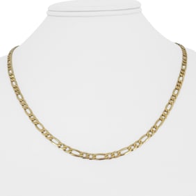18k Yellow Gold Solid Vintage Chini Figaro Link Necklace Italy 19"