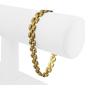 18k Yellow Gold Ladies Polished Panther Link Bracelet Italy 7.5"