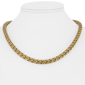 18k Yellow Gold Vintage UnoAErre Rounded Byzantine Link Necklace 18"