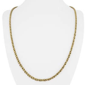 18k Yellow Gold Solid Heavy Vintage Twisted Link Necklace Italy 24"