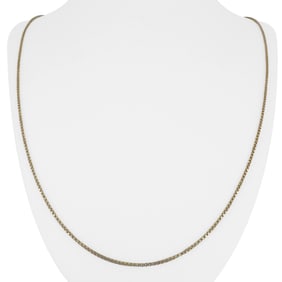 18k Yellow Gold Solid Thin Vintage Long Box Link Necklace Italy 28"