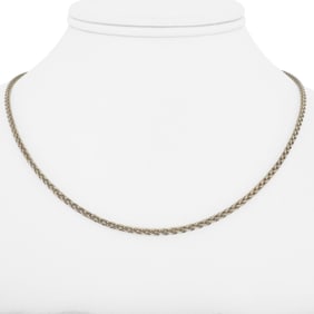 Chopard 18k White Gold Solid Thin Wheat Link Chain Necklace 17"