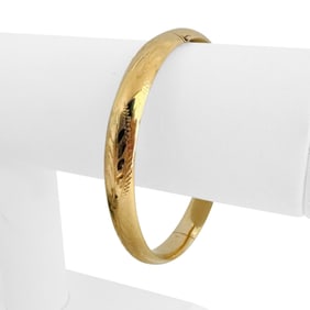 14k Yellow Gold Ladies Vintage Floral Bangle Bracelet 7"