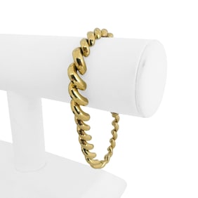 14k Yellow Gold Beveled Graduated San Marco Link Bracelet Peru 7.75"