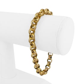 14k Yellow Gold Ladies Rolo Link Bracelet Italy 7.5"