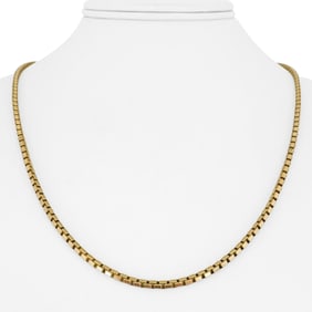 14k Yellow Gold Solid Vintage Box Link Chain Necklace Italy 20"